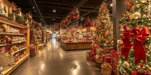 Obraz premium Holiday Market with Festive Decorations and Lights