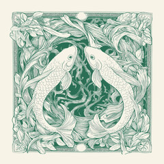 Astrology zodiac sign Pisces _ green