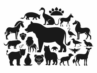 Stylish Animal Silhouette Vectors: Unique Wildlife & Pet Icons for Diverse Projects