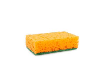 Colorful dish sponges isolated on white background. Kitchen sponge. Cleaning concept, cleaning service. Dishwashing liquid with clean and dirty dishes plate. Place for text, copy space.Wash the dishes