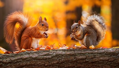 Nutty Delight: A Squirrel Feasts Amidst the Vibrant Autumn Colors
