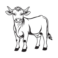 Obraz premium Hand Drawn Cow Vector Illustration Cute Cow Coloring Page for Kids