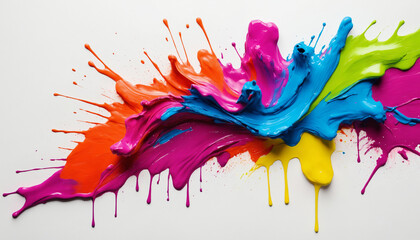 Fototapeta premium neon color rough paint stroke on a well lit white background
