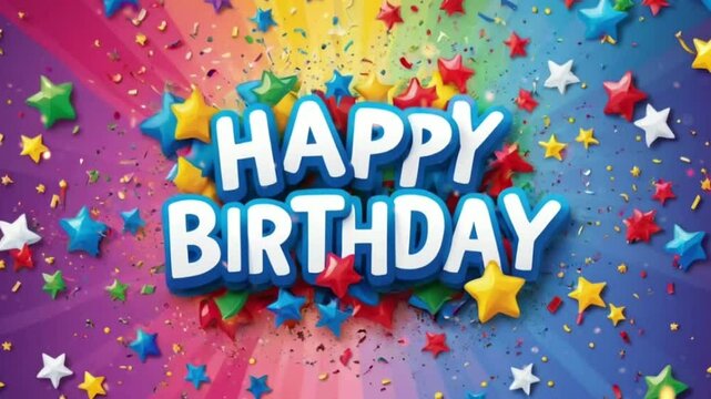 Celebrate a special day with this vibrant happy birthday background bursting with colorful stars, confetti, and a rainbow of hues, perfect for adding joy to any event.