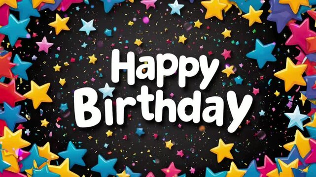 Celebrate a special day with this vibrant happy birthday background bursting with colorful stars, confetti, and a rainbow of hues, perfect for adding joy to any event.