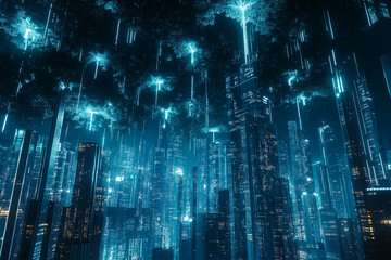 Fototapeta premium Concept of smart cities and communication network 
