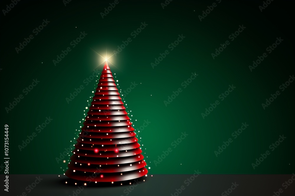 Poster stylized christmas tree design with horizontal lines and colorful accents for text space