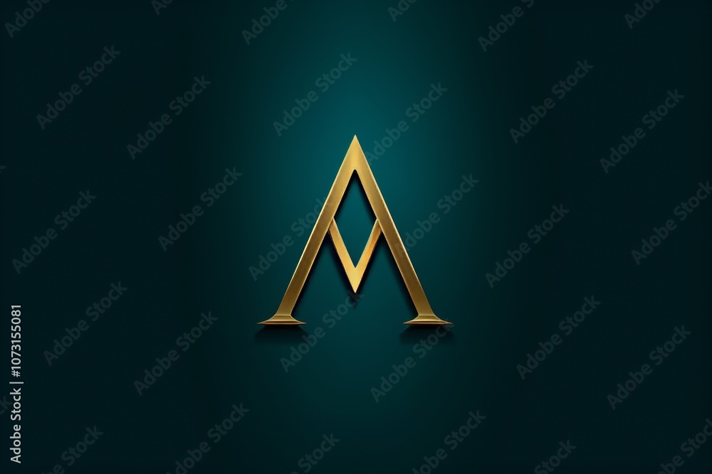 Poster stylish minimalist monogram design in emerald green with simple lines and shapes