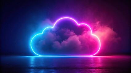 Abstract neon illuminated cloud reflection