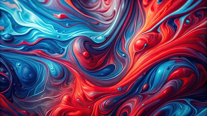Fototapeta premium Abstract neon red and blue fluid art background with wide-angle perspective