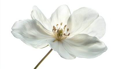 Obraz premium Elegant white flower on light background: minimalist floral close-up
