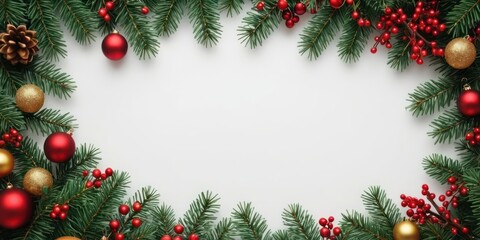 christmas background with fir branches and balls