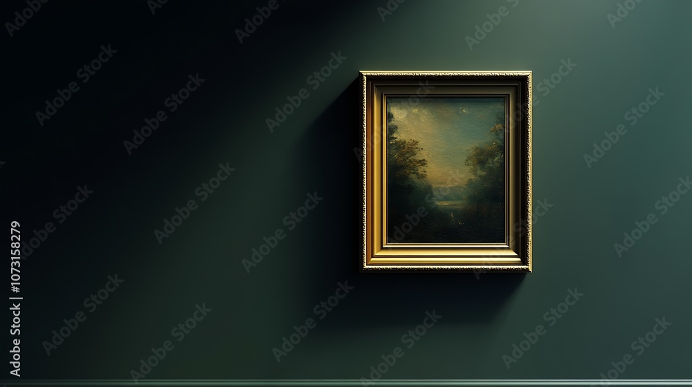 Poster Lone Classical Art Piece in a Minimalist Dark Room Setting With Deep Shadows : Generative AI