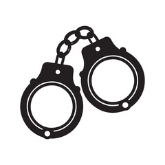 handcuffs silhouette vector, black and white silhouette, vector and illustration isolated on white background, black and white 