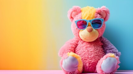 teddy on a colorful gradient background, vector art, digital art, faceted, minimal, abstract, panorama background. 