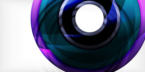 Bright colorful circles with light effects. Abstract background