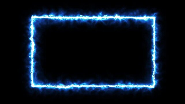 Animation of rectangle shape frame neon glowing