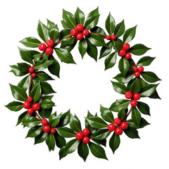 Naklejka premium Holly wreath isolated on white background PNG transparent