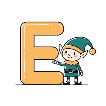 Doodle Illustration of Letter E for elf