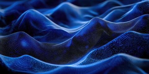 Obraz premium Blue fabric with wave pattern