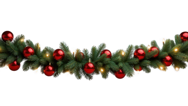Christmas garland isolated on white background PNG transparent