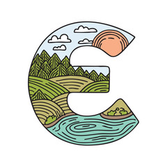 Doodle Illustration of Letter E for ecosystem
