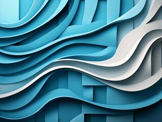Fototapeta premium Abstract Layered Blue Waves Background with Curved Lines for Creative Design, Ideal for Modern Aesthetic and Visual Projects