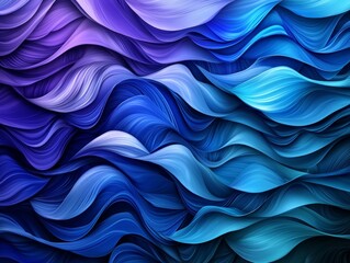 Obraz premium Abstract Layered Background with Curved Lines and Wave Patterns in a Mix of Blue and Purple Tones for Creative Designs and Visual Projects