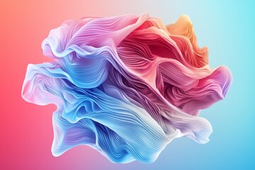 Abstract Smooth Wave Design Featuring Layers of Translucent Lines in Soft Gradient Colors of Blue, Pink, and Orange for Modern Visuals