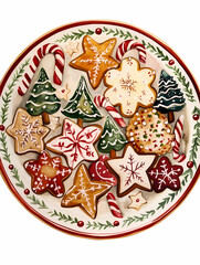 christmas cookies ,xmas new year celebration decor clipart, watercolor illustration, isolated on a white background 
