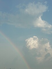 rainbow in the sky,rainbow over sky,rainbow over clouds,rainbow,clouds,party clouds,beatuful sky