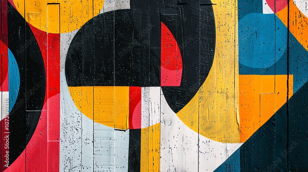Poster abstract geometric patterns of color.