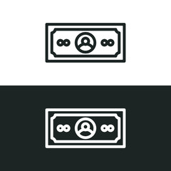 A piece of paper money icon isolated on white background. Vector illustrations are made with vector-based software, not AI generated results.