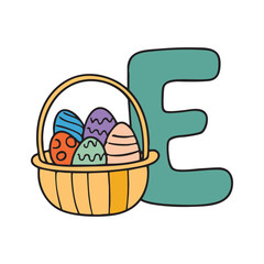 Doodle Illustration of Letter E for easter egg