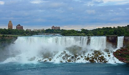 spectacular view of american falls and bridal veil falls  in summer from the canadian side of the...
