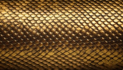 Luxurious Shimmering Golden Fish or Snake Reptile Scale Texture. Close-Up Metallic Pattern for High-End Backgrounds, Fantasy Art, Mythical Themes, Product Design, or Elegant Branding