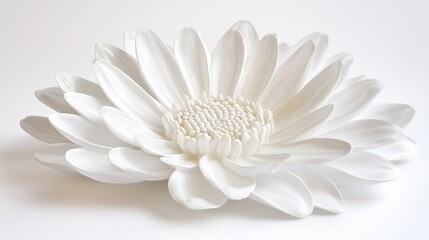 Elegant white ceramic flower sculpture showcasing delicate petals in minimalist design