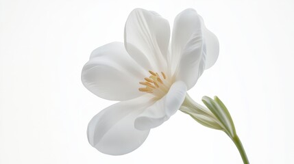 Fototapeta premium Minimalist white flower against soft light background