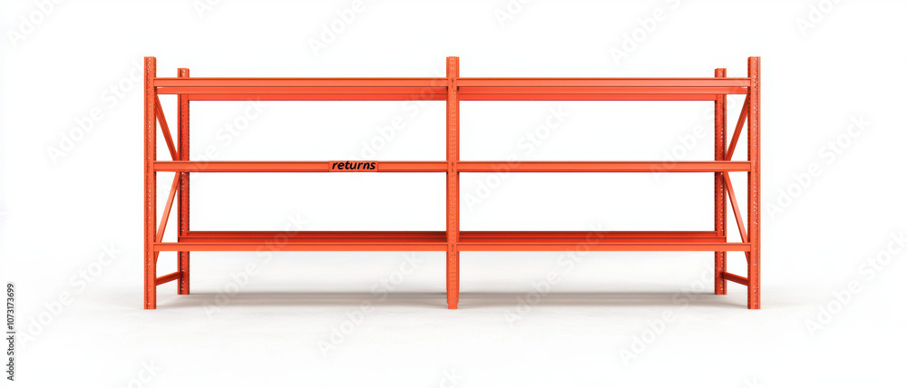 Aufkleber this image shows an orange shelving unit, designed for storage with multiple open shelves, ideal for