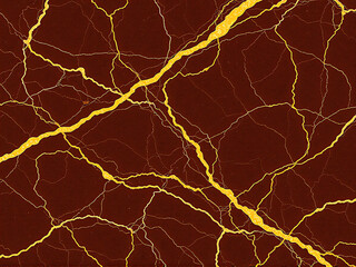 Intricate patterns of yellow and brown abstract lines resembling veins on a textured surface