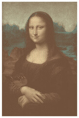 Mona Lisa vector colored halftone portrait