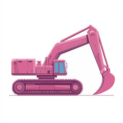 Pink Excavator Illustration