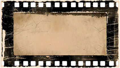 Blank grained and scratched film strip texture background with heavy grain, dust and a light leak Real Lens Flare Shot in Studio over Black Background. Easy to add as Overlay or Screen Filter	
