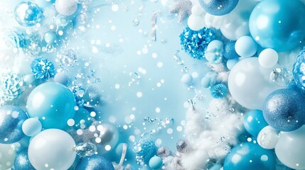 "An eye-catching digital banner for a birthday party live stream on trending TikTok, featuring festive elements like blue balloons, generative ai