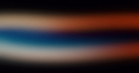 Elegant grainy color gradient on dark backdrop design. Abstract dark blue magenta orange black color wave shpaed, vibrant, glowing, noise texture, background