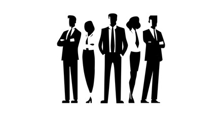 Business people silhouette standing together as a team.