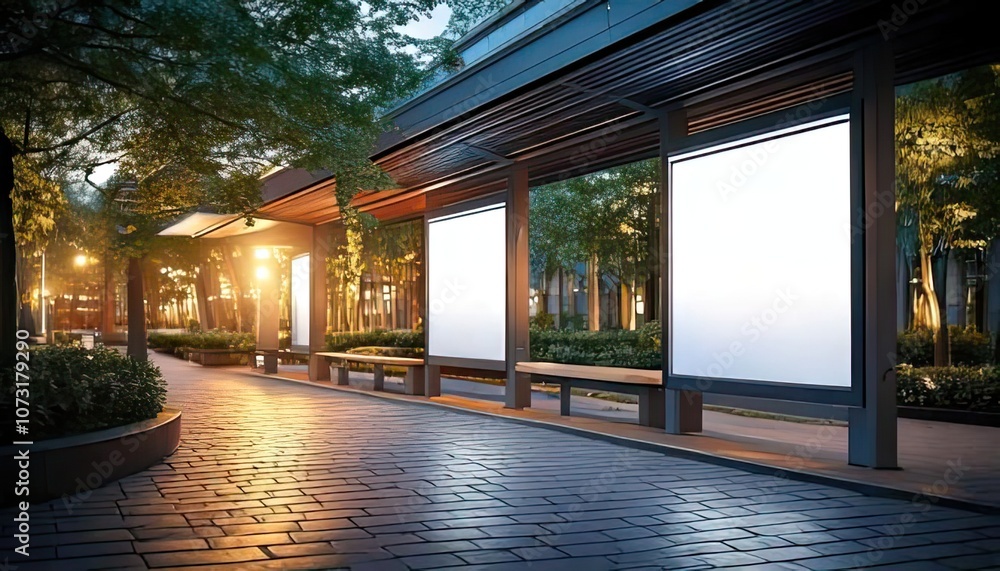Aufkleber three vacant spots in a bus terminal are depicted in this mockup. it is authentically represented in