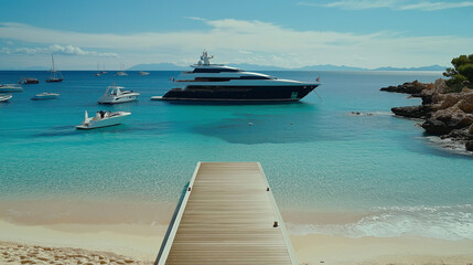 Fototapeta premium Modern Yacht on the beach