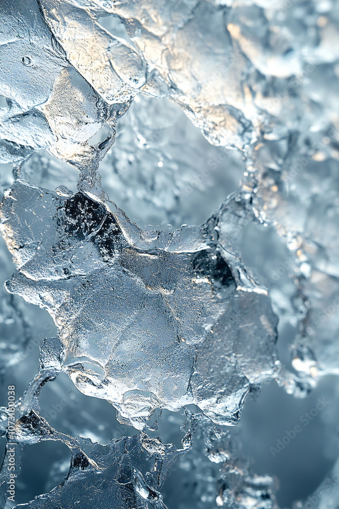 Aufkleber abstract close-up shot of ice with a delicate, intricate pattern. the ice is translucent with a beau