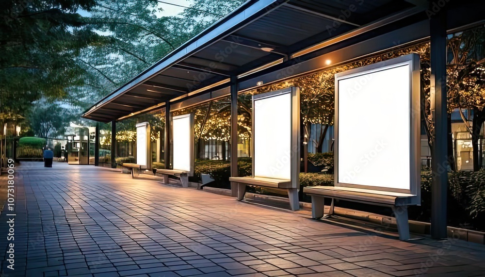 Aufkleber three vacant spots in a bus terminal are depicted in this mockup. it is authentically represented in